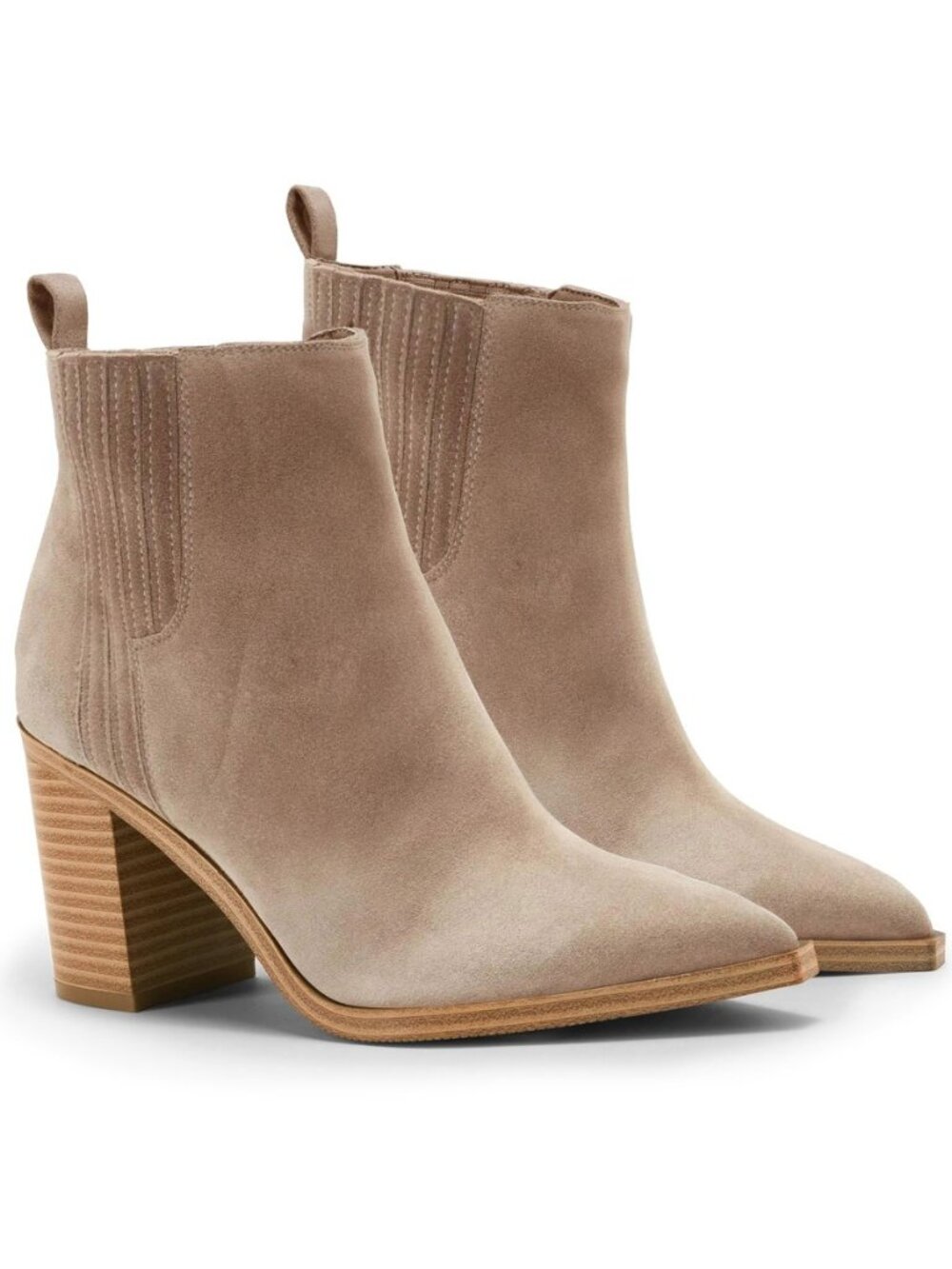 Womens Ankle Boots Pointed Toe Chunky Heel Suede Dress Booties